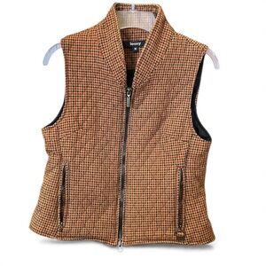 LEONY Women's Tan Houndstooth Sleeveless Vest.          Size Medium